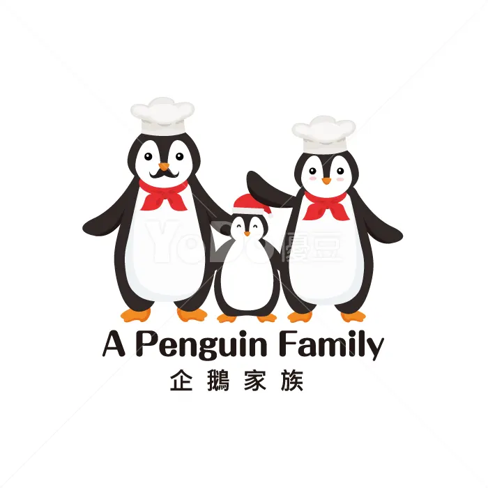手繪Q版動物-企鵝家族